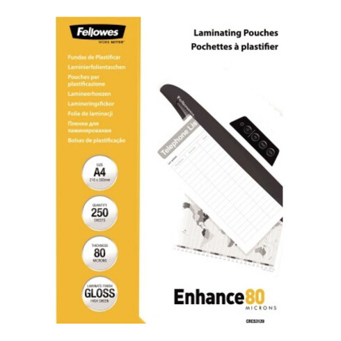 Fellowes Laminierfolie Enhance 80 5312903 DIN A4 tr 250 St./Pack.