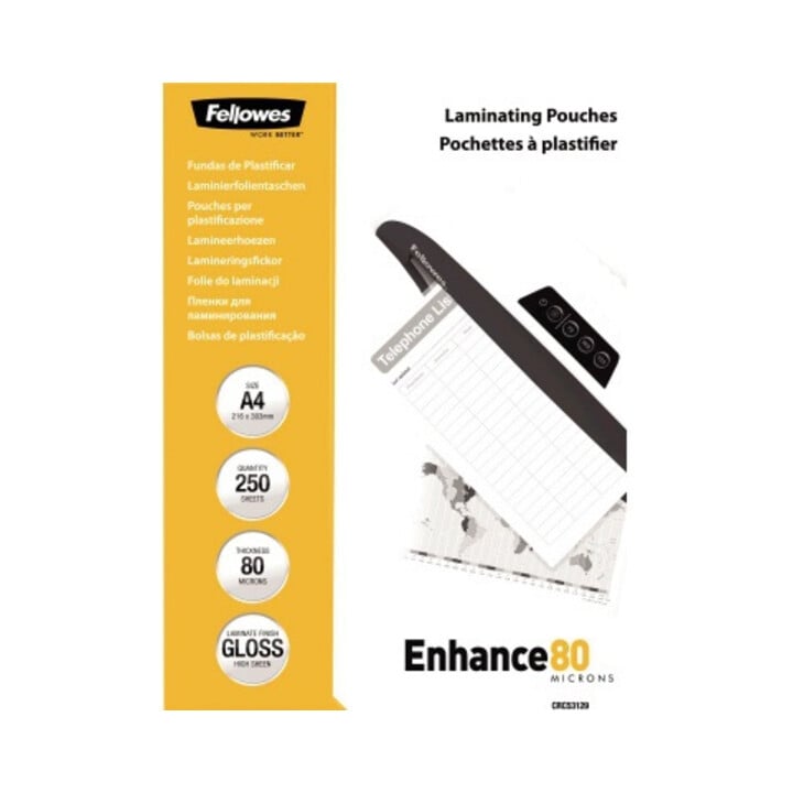 Fellowes Laminierfolie Enhance 80 5312903 DIN A4 tr 250 St./Pack.
