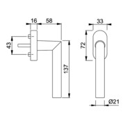 Fenstergriff Amsterdam E0400/US956 7mm Vollstift Länge 35mm Edelstahl matt-4