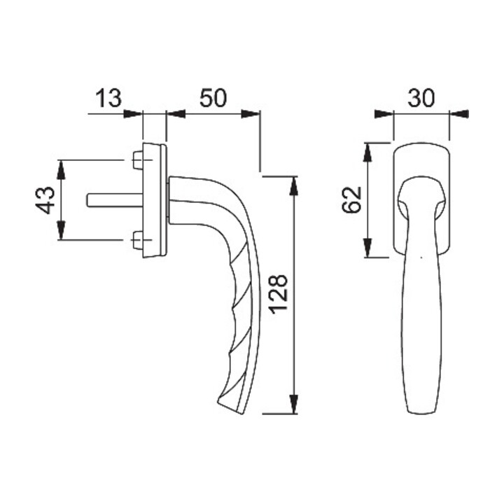 Fenstergriff NY 0810/U10 Alu.F9016 32mm Stand.