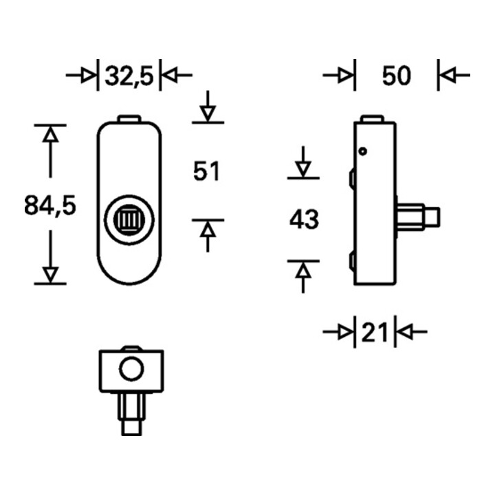 Fenstergriffadapter 34 0000 07650 Alu.F1/naturf.34mm m.Rastung FSB