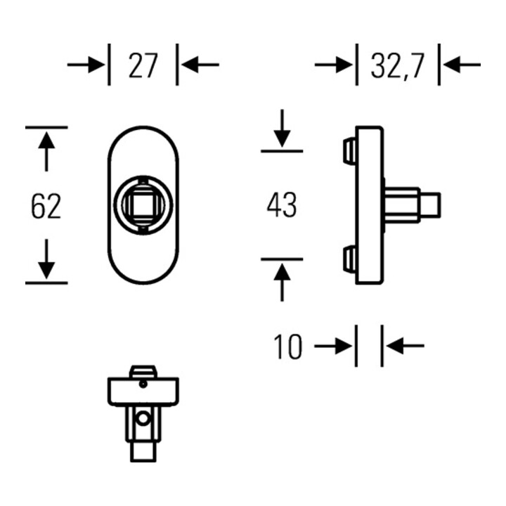 Fenstergriffadapter 34 0000 09030 Alu.F1/naturf.24-38mm m.Rastung FSB