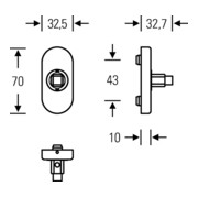 Fenstergriffadapter 34 0000 09039 Alu.F1/naturf.24-38mm m.Rastung FSB-4