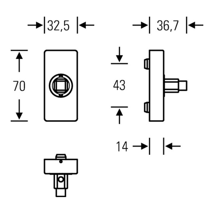 Fenstergriffadapter 34 0000 09040 Alu.F1/naturf.24-38mm m.Rastung FSB