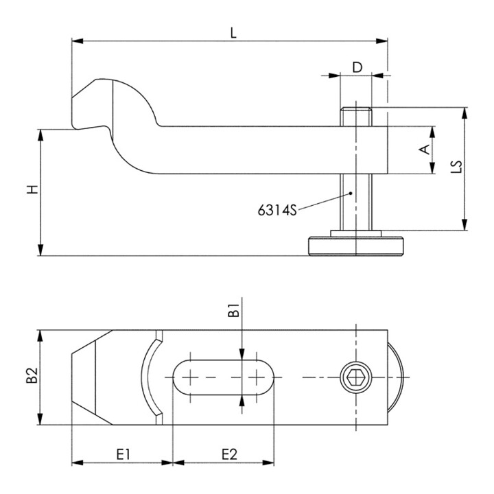 Fer de serrage no.6316V 24+28 contrecoudé avec vis d'appui réglable AMF