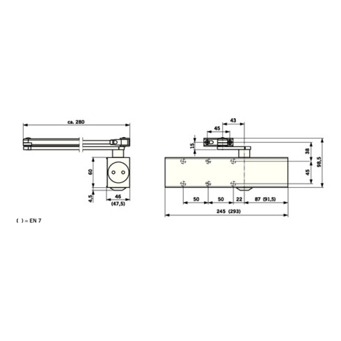 Ferme-porte à ciseaux Dorma TS 83 BC/ÖD blanc 9016 EN 3-6 sans tringlerie