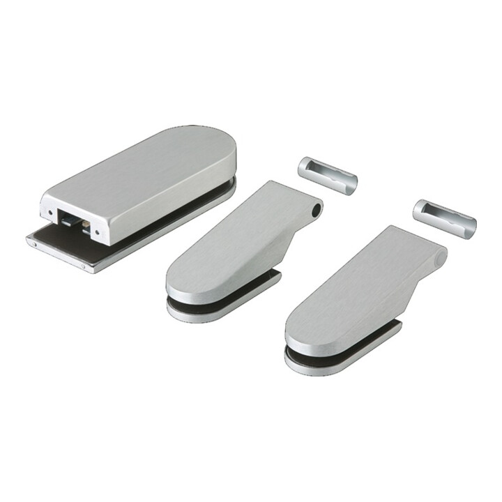 Ferrure de porte en verre STUDIO Boîte de comptoir STUDIO Rondo LM anodisé argent UV DIN L/R