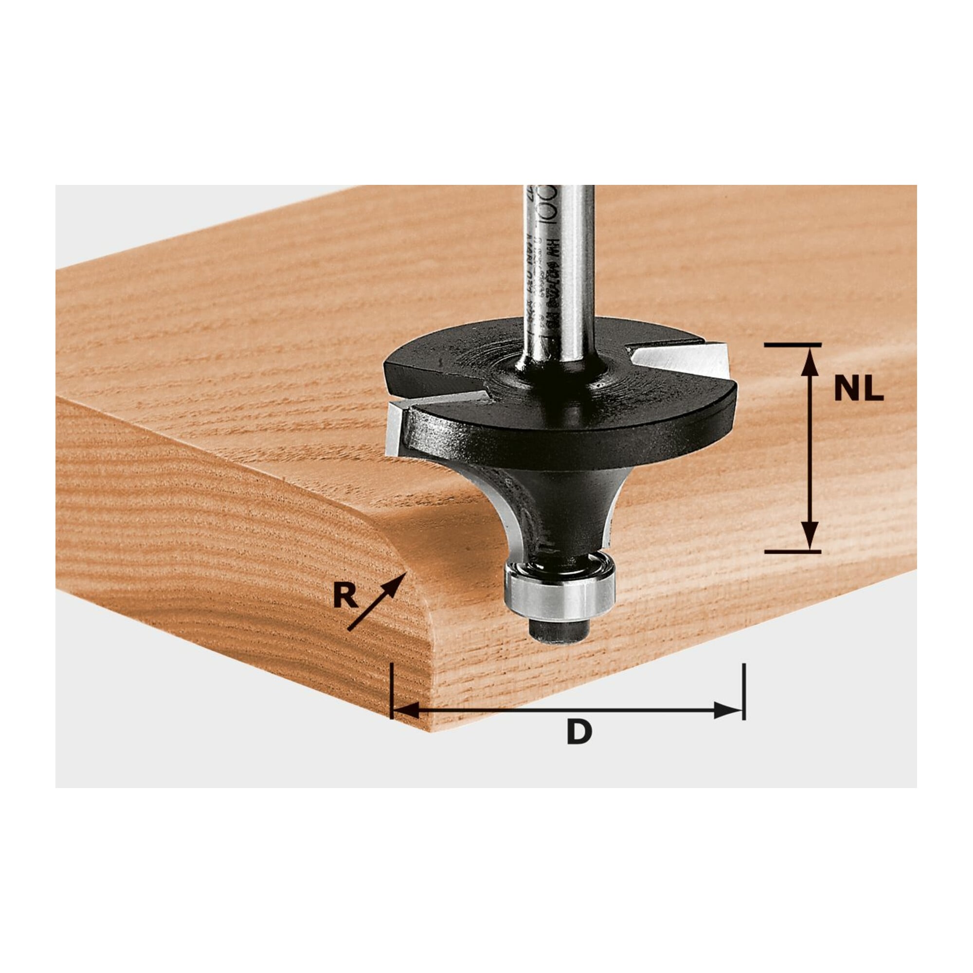 Festool Abrundfräser HW Schaft 8 mm D16,7/R2 (mit Anlaufkugellager)