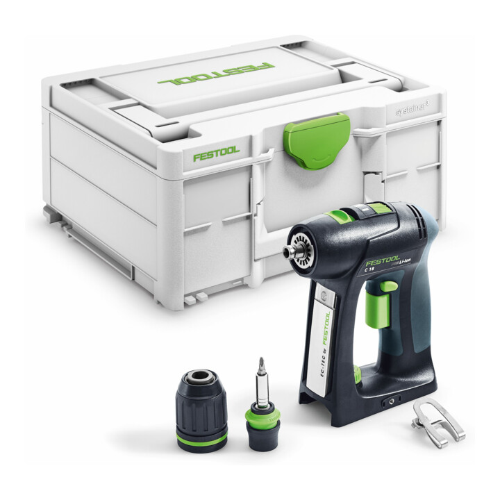 Set Festool Akku-Bohrschrauber C 18-Basic + Bohrerkassette BKS SYS3 D3-10 CE/W