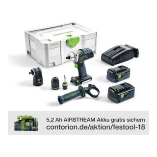 Festool Akku-Bohrschrauber DRC 18/4 Li 5,2-Set QUADRIVE