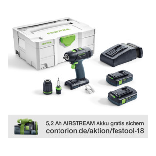 Festool Akku-Bohrschrauber T 18+3 Li 3,1-Compact