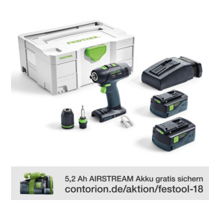 Festool Akku-Bohrschrauber T 18+3 Li 5,2-Plus