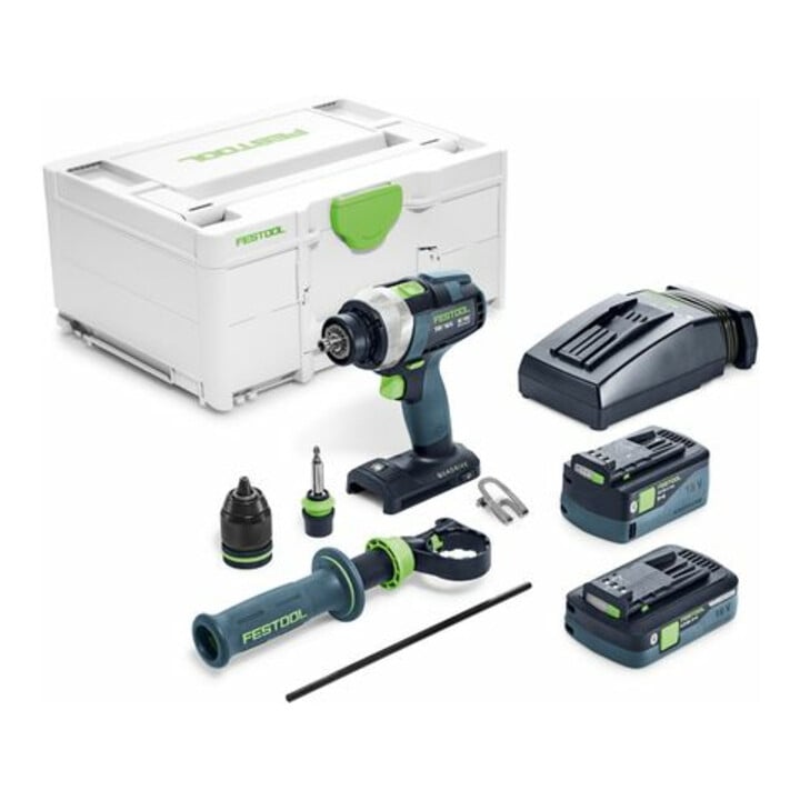 Set Festool Akku-Bohrschrauber TDC 18/4 5,0/4,0 I-Plus QUADRIVE + Bohrerkassette BKS SYS3 D3-10 CE/W