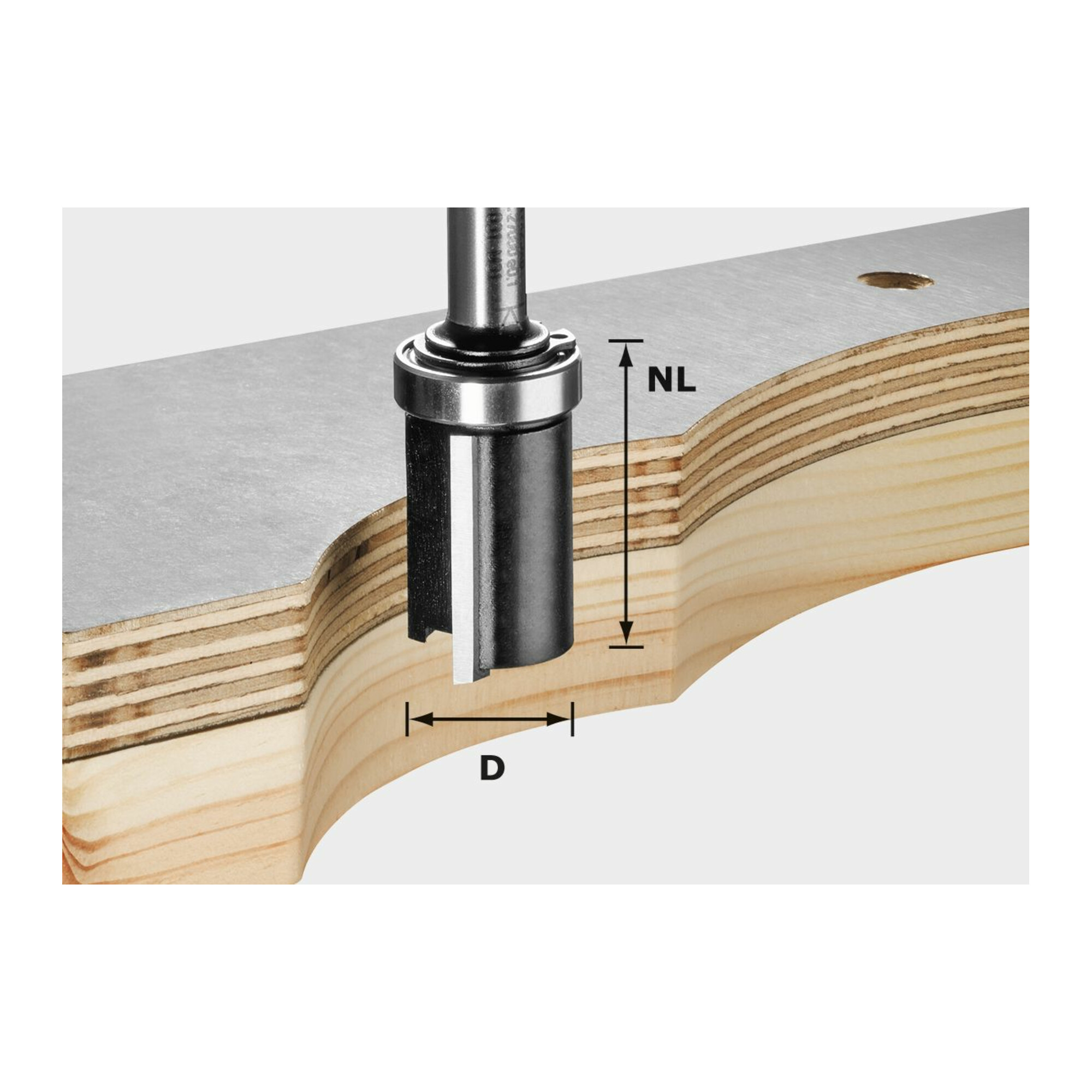 Festool Bündigfräser HW Schaft 8 mm D19/NL25 (mit Anlaufkugellager)