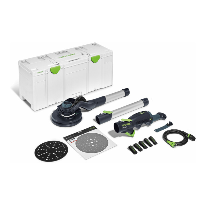 Festool Bundel – 4-delige set met LHS 2 225 EQI-Plus PLANEX & schuurschijven STF D225 P80, P100, P120 Granat