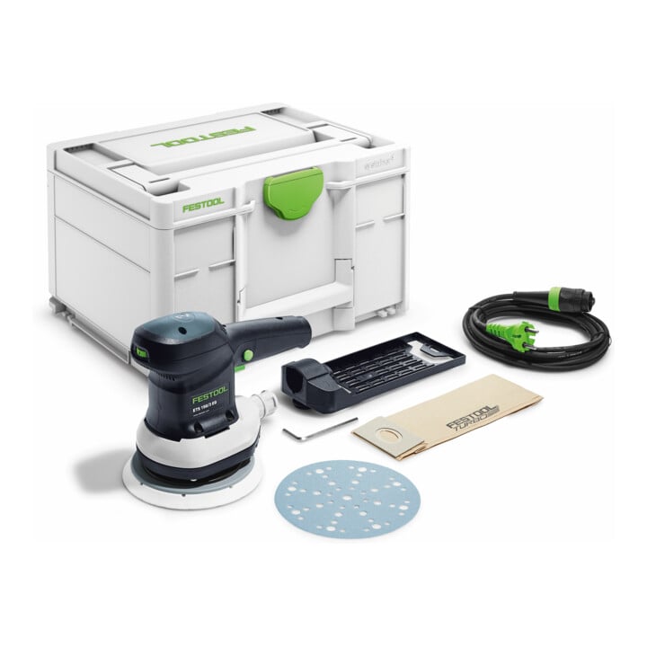 Set Festool Exzenterschleifer ETS 150/3 EQ-Plus + Schleifmittel-Systainer³ SYS-STF D125 GR-Set Granat