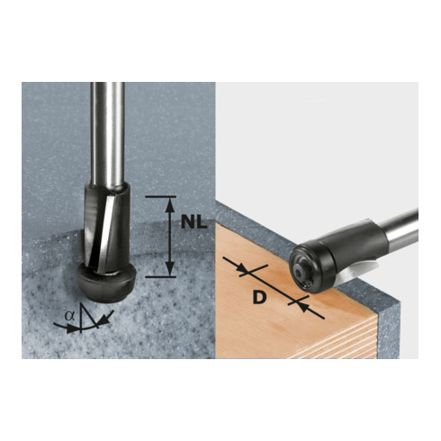 Festool Fresa a filo TC, codolo 12mm, D19/25, con cuscinetto a sfere di guida in alto