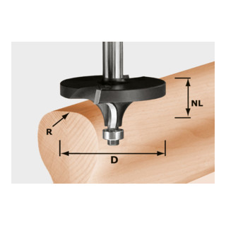 Festool Fresa per arrotondare, codolo TC 12mm R16/D64/26, con cuscinetto a sfere reggispinta