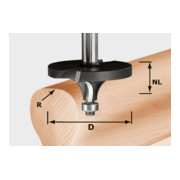 Festool Fresa per arrotondare, codolo TC 12mm R16/D64/26, con cuscinetto a sfere reggispinta