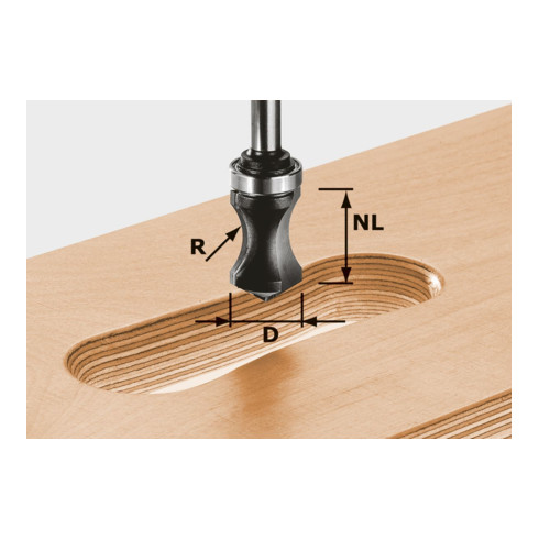 Festool Fresa per impugnature HW, codolo 8mm, R16/NL32, con cuscinetto a sfere reggispinta