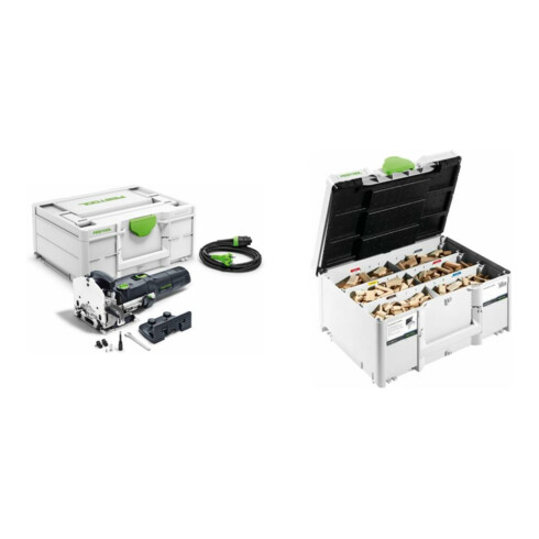 Festool Pack – Fraiseuse à lamelles DF 500 Q-Plus DOMINO & assortiment lamelles hêtre DS 4/5/6/8/10, 1060 pcs.