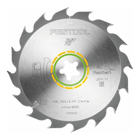 Festool Cirkelzaagblad HW 190x2,6 FF PW16 WOOD RIP CUT
