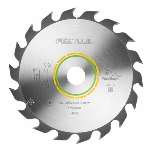 Festool Cirkelzaagblad HW 225x2,6x30 PW18 WOOD RIP CUT