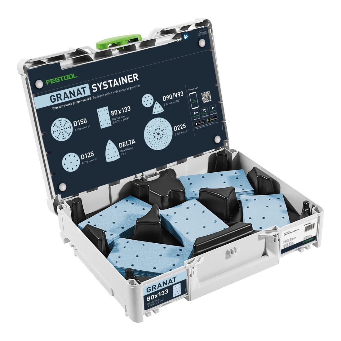 Festool Schleifmittel-Systainer³ SYS-STF 80X133 GR-Set Granat