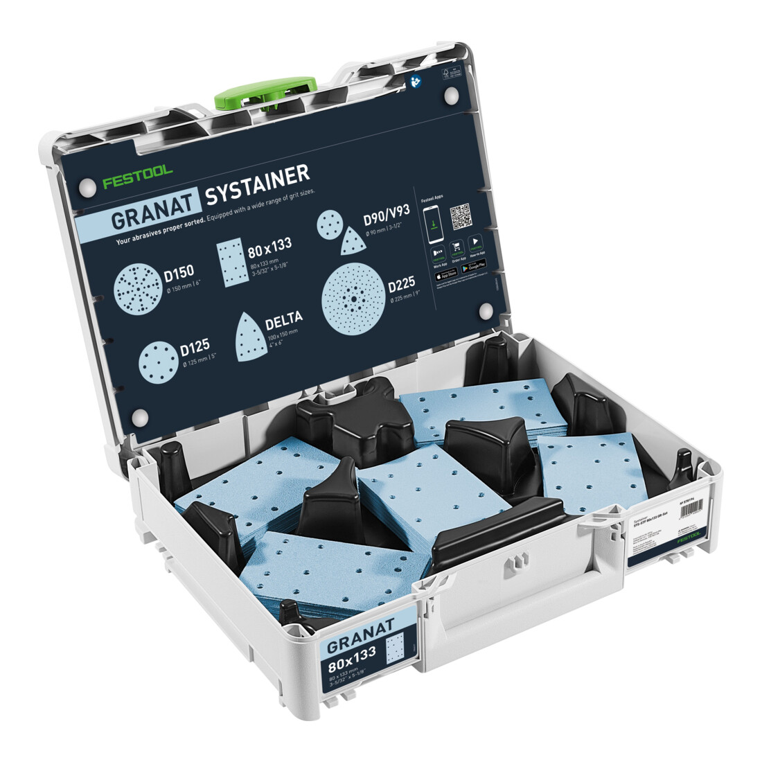 Festool Systainer³ pour abrasifs SYS-STF 80X133 GR-Set Grenat
