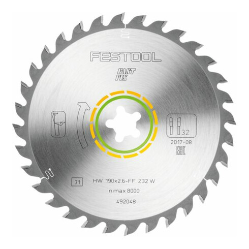 Festool Cirkelzaagblad HW 190x2,6 FF W32 WOOD UNIVERSAL