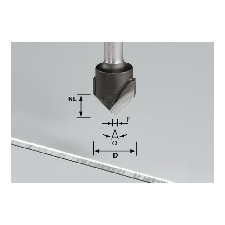 Festool V-Nutfräser HW Schaft 8 mm HW S8 D18-90° (Alu)