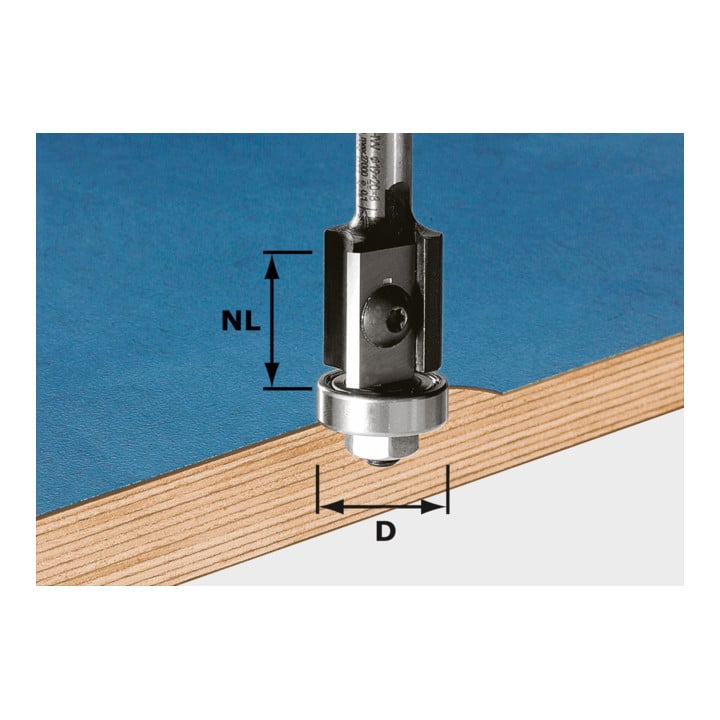 Festool Wendeplatten-Bündigfräser HW Schaft 8 mm D19/20WM Z2 (mit Anlaufkugellager)