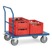 fetra Chariot à barre de poussée 2501B avec plate-forme en tôle - charge max. 600 kg pneus TPE-2