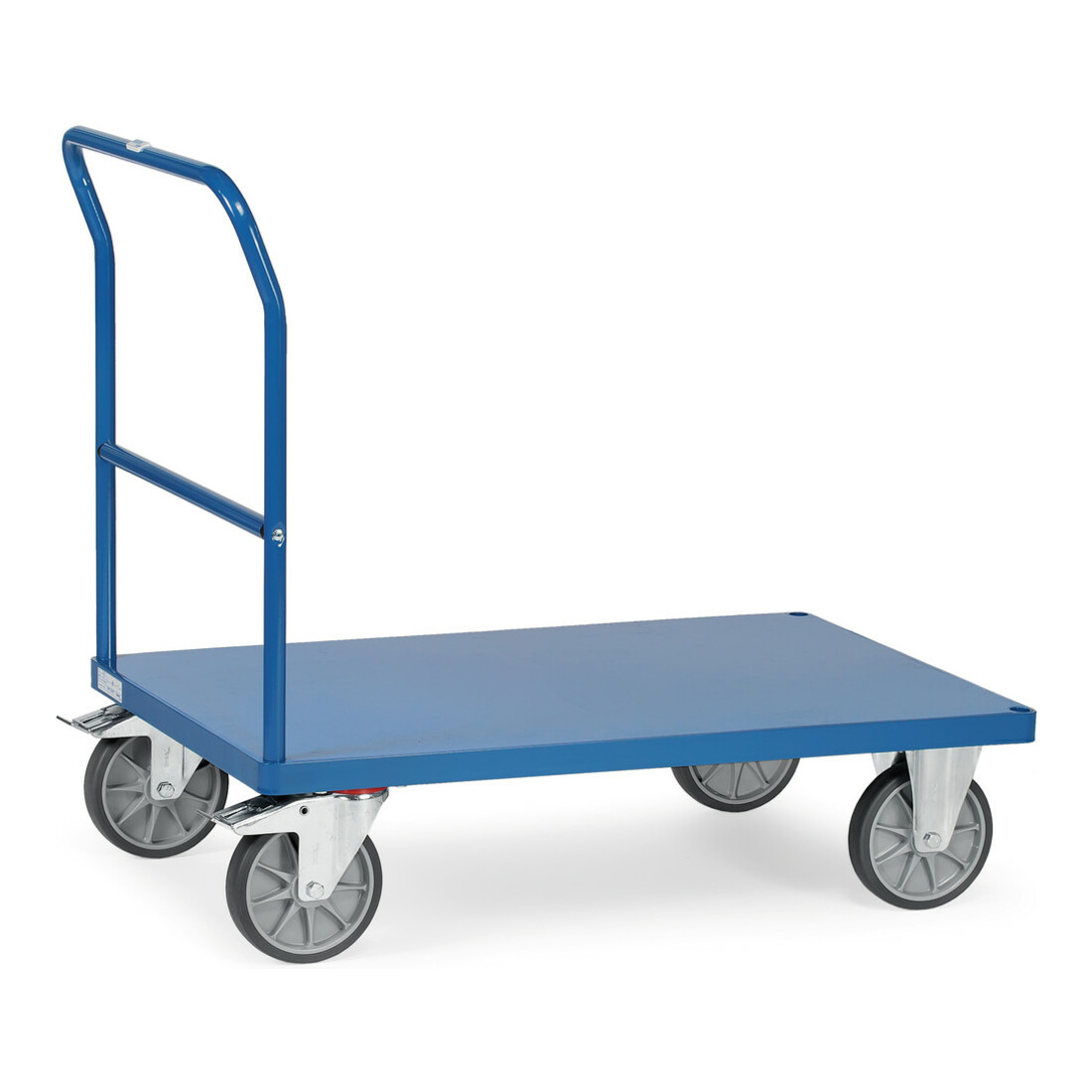 fetra Chariot à barre de poussée 2502B avec plate-forme en tôle - charge max. 600 kg Pneus TPE