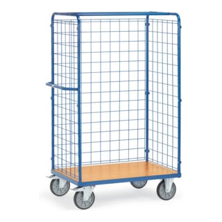 fetra Chariot à colis 858+ avec parois en treillis métallique, capacité 600 kg, pneus TPE