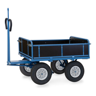 fetra Chariot à plateau 6454PZ avec œillet de traction bleu poudré
