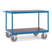 Chariot de table fetra, charge max. 1200 kg, avec 2 étagères en bois, pneus élastiques