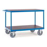 Chariot de table fetra, charge max. 1200 kg, avec 2 étagères en bois, pneus élastiques-2