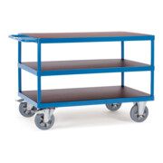 Chariot de table fetra, charge max. 1200 kg, avec 3 étagères en bois, pneus élastiques-2