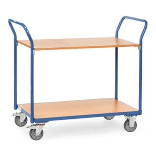 fetra chariot à plateaux 1600, capacité de charge 200kg pneus TPE, 2 plateaux, 2 poignées de poussée
