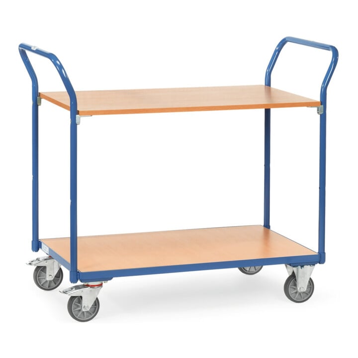 fetra chariot à plateaux 1600, capacité de charge 200kg pneus TPE, 2 plateaux, 2 poignées de poussée