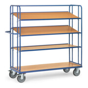 fetra Chariot à plateaux avec 4 plateaux, charge max. 500kg, pneus TPE, plateaux inclinables