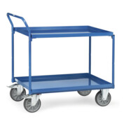 Chariot de table à plateaux avec 2 étagères en tôle, poignée verticale, pneus TPE-2