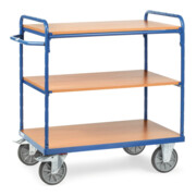 fetra Chariot à plateaux 8102, capacité 600kg, pneus TPE, 1 plateau fixe et 2 étagères-2