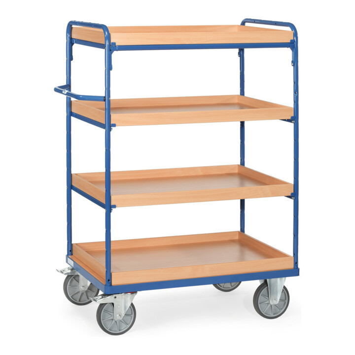 fetra Chariot à plateaux 8220 avec bacs - charge max. 500kg Pneus TPE