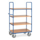 fetra Chariot à plateaux 8301, capacité 600kg, pneus TPE, 1 plateau fixe et 3 étagères