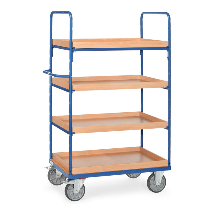 fetra Chariot à plateaux 8322 avec bacs - charge max. 600kg Pneus TPE