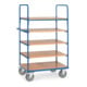 fetra Chariot à plateaux 8341, capacité 600kg, pneus TPE, 1 plateau fixe et 4 étagères