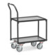 fetra Chariot à plateaux avec barre de poussée tubulaire Grey Edition