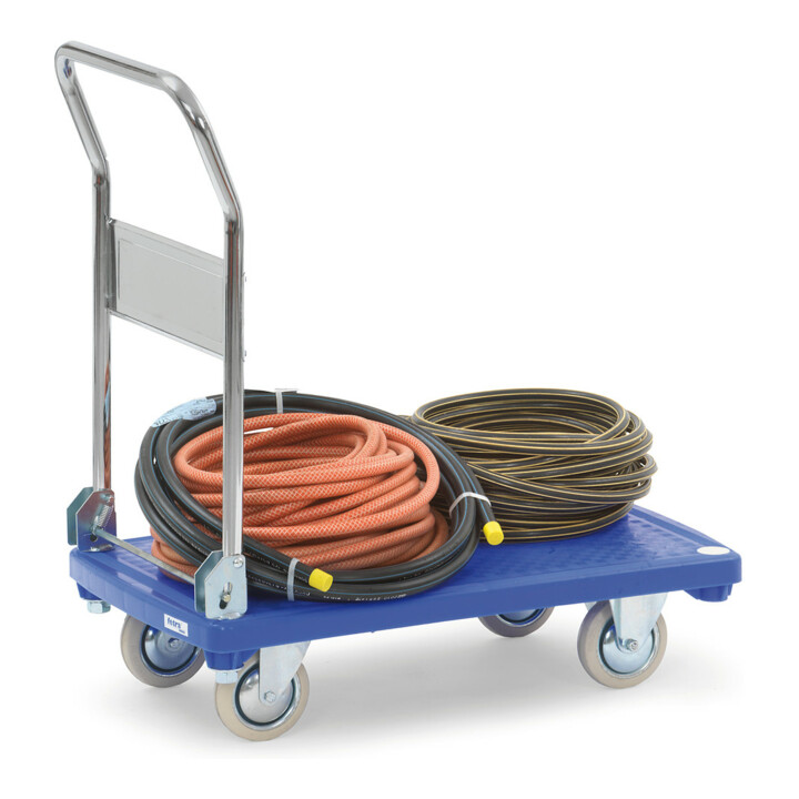 fetra Chariot à plateaux en plastique 3132 - charge max. 200 kg, pneus pleins